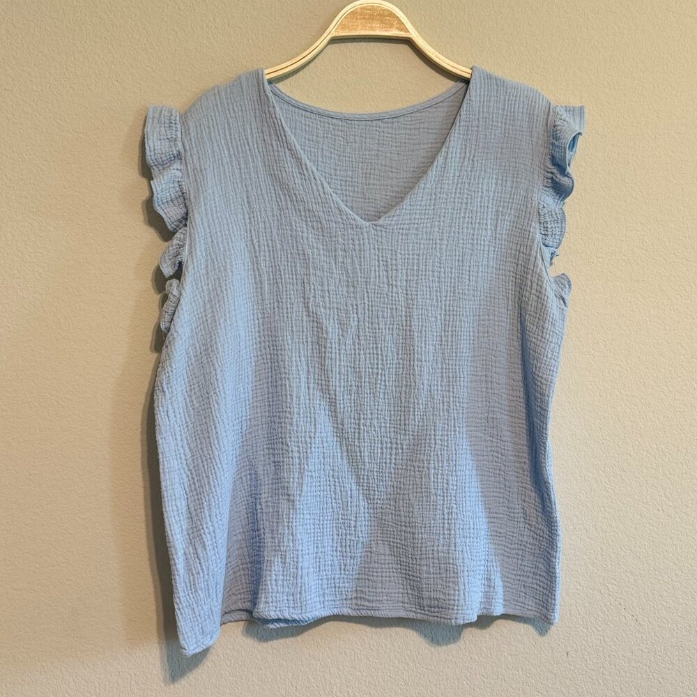 V-Neck Ruffle Sleeved Blouse